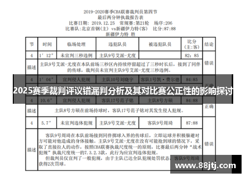 2025赛季裁判评议错漏判分析及其对比赛公正性的影响探讨